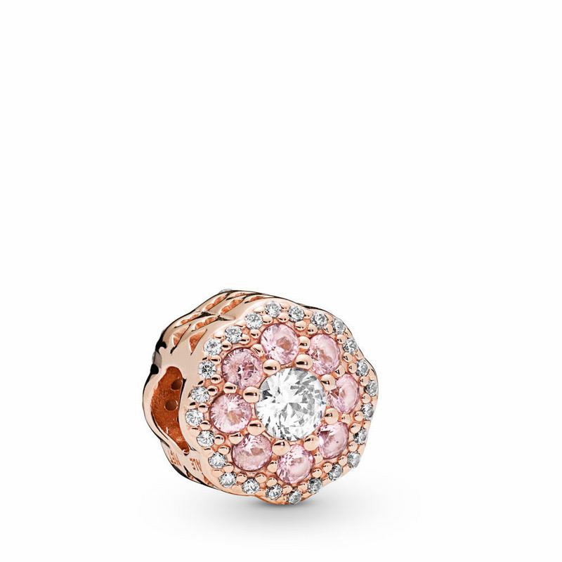 Pandora Pink Sparkle Flower Charm Outlet NZ, Pandora Rose™ (709851-IAZ)